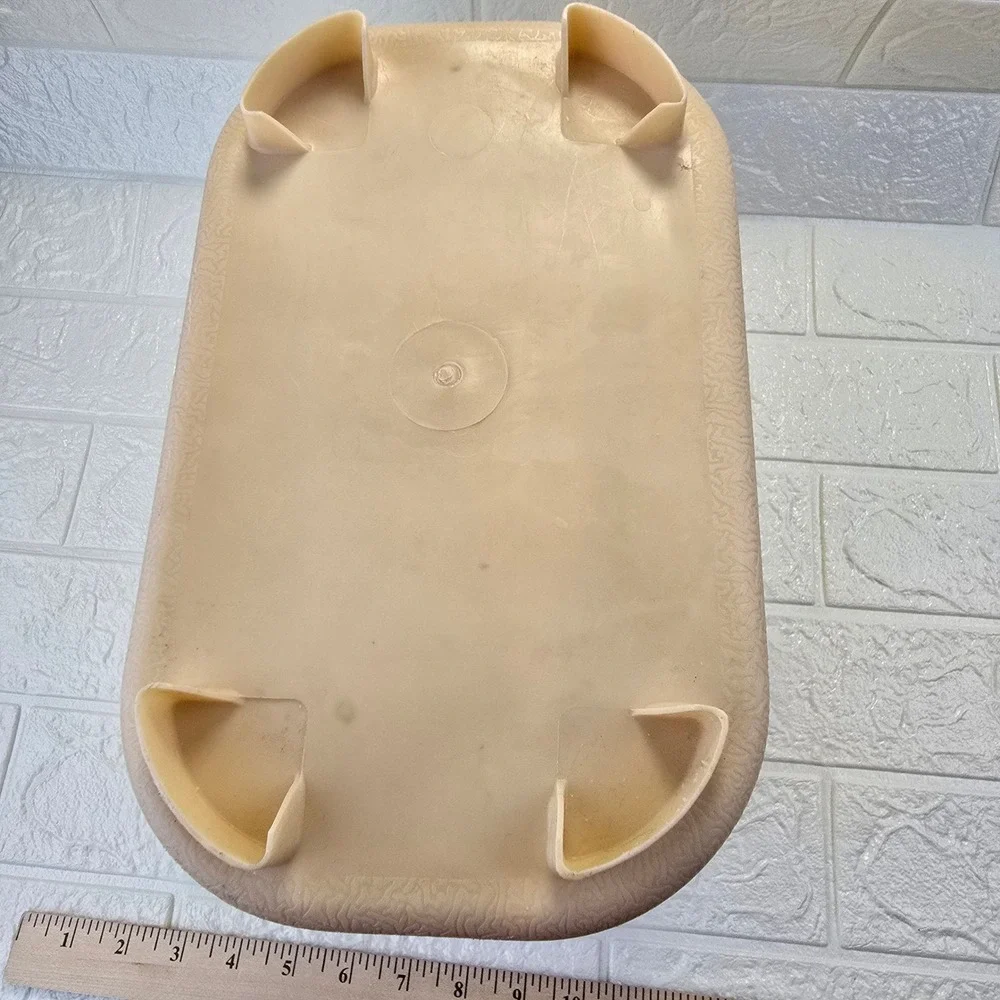 Vintage Textured Plastic Wastebasket Beige Rectangular Mid Century 11